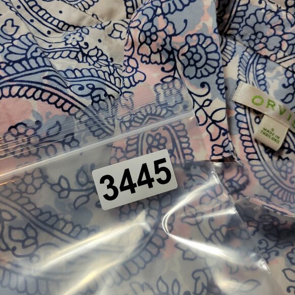 Orvis Shirt Womens 6 Blue Pink Floral Button Up Top Blouse Collared - Picture 8 of 8